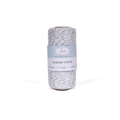Meraki Cards Bakers Twine - (Silver, White)