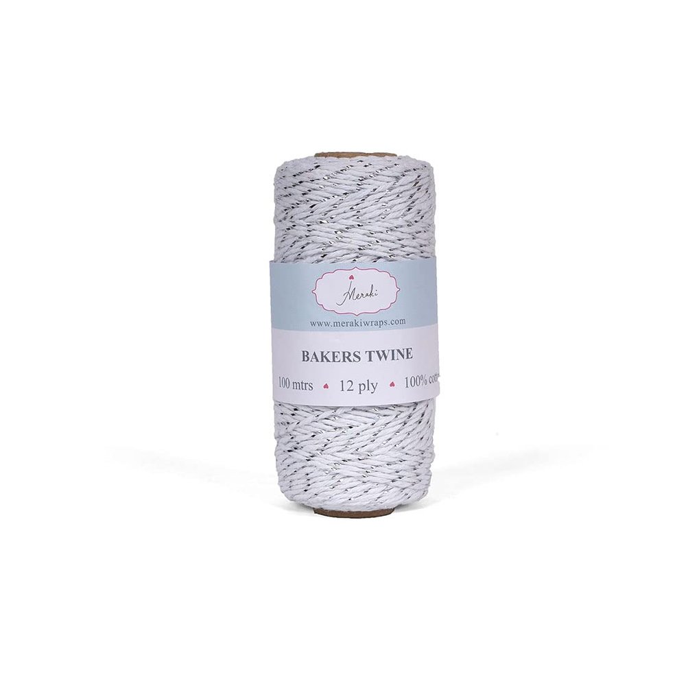 Meraki Cards Bakers Twine - (Silver, White)