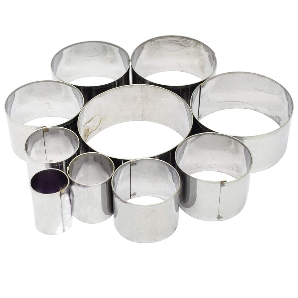 Asian Hobby Crafts Stainless Steel Mini Cookie & Vegetable Cutter Set, Embossing Molds for Food Decoration, Cake & Pastry Tools for Kitchen Use | Round Designs with Different Size | Set of 10 Pcs