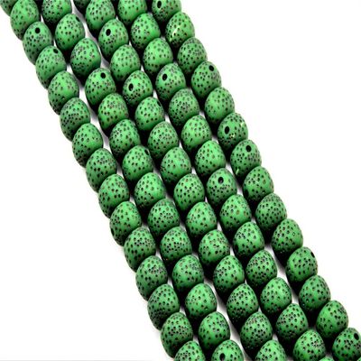 The Design Cart Dark Green Spherical Plastic Printed Beads (8 mm) (1 String) - for Jewellery Making, Decoration, Art and Craft