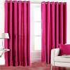 MODERN FAB Pack of 2 Royal Silky Window Curtains with Stainless Steel Eyelets - 5 feet, Colour Rani Pink view 1