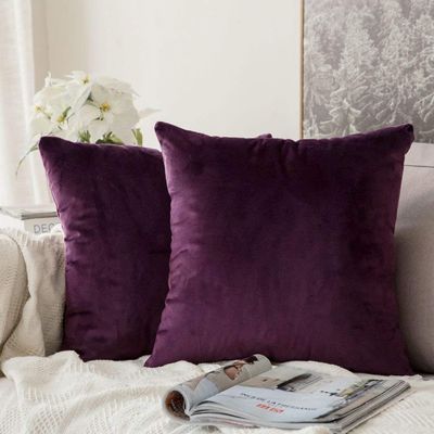 Khooti Velvet Cushion Cover, 12x12 | Wine | Pack of 2 | Solid Plain Soft & Smooth, Decorative Cushion Covers for Living Room, Bedroom, Couches, Chairs, Sofas, Beds & Home Decor