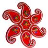 DMS RETAIL Red Keri Design Acrylic Stone Studded Rangoli for Diwali Decoration Floor Decoration - 5 Pcs Set - 11 Inches view 1