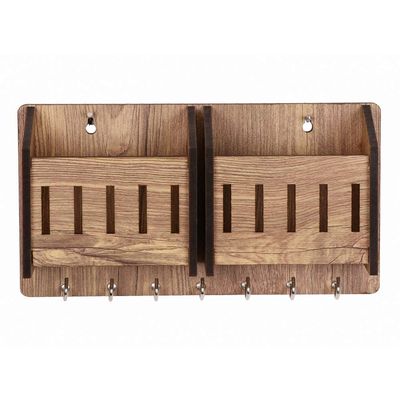 Sehaz Artworks Wooden Key Holder for Home | Key Holder for Home Decor Stylish | Key Stand for Wall | Key Hanger | Key Chain Holders for Wall (7 Hooks, MDF Beige)