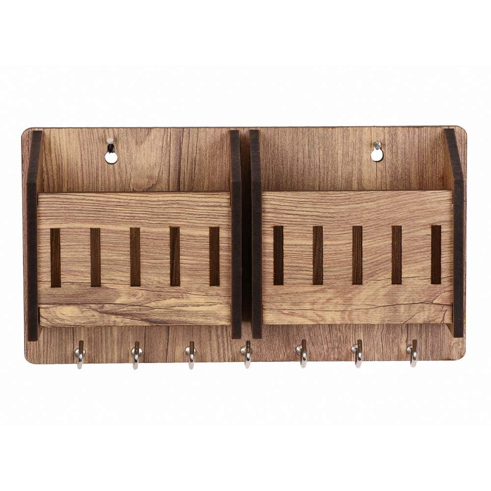 Sehaz Artworks Wooden Key Holder for Home | Key Holder for Home Decor Stylish | Key Stand for Wall | Key Hanger | Key Chain Holders for Wall (7 Hooks, MDF Beige)