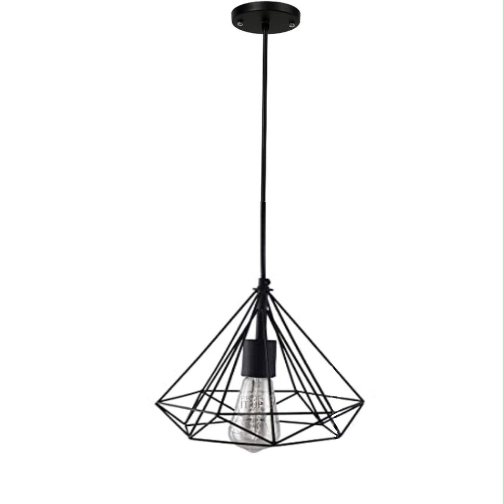 Prop It Up Pendant for Filaments Lamps, Holder Hanging E27 Antique Brass Finish Decorative, Urban, Retro Style, 1Mtr Wire and Ceiling Cap (Black Diamond)