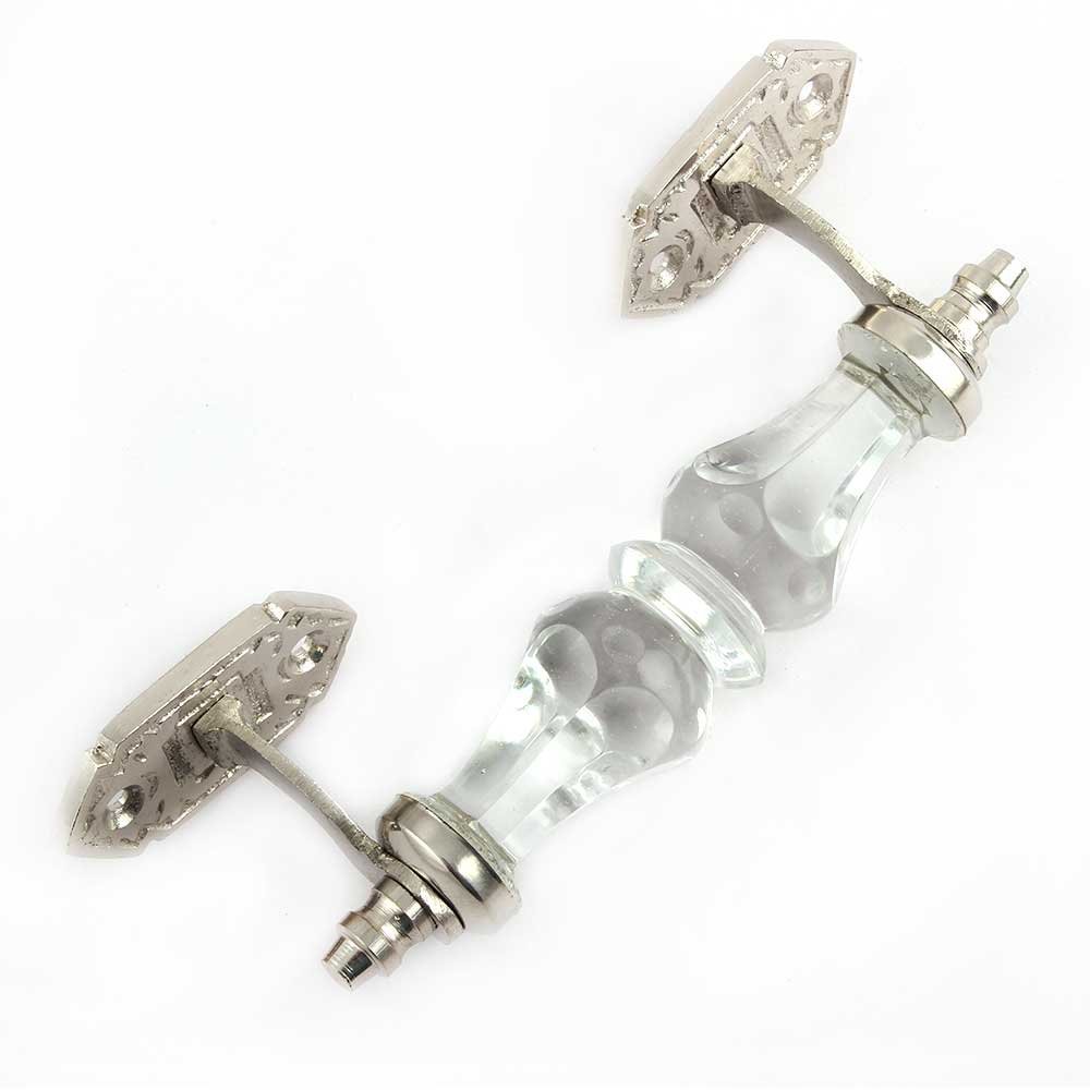 Indian-Shelf 1 Pack Glass Silver Decorative Drawer Pulls Solid Unique Cabinet Handles for Door Dresser GH-22