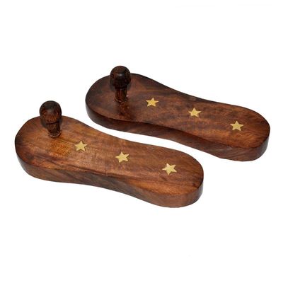 Real Seed Wooden God Khadau, Khadau for Puja, God Footwear for Worship (Size - 10 x 5 CMS)