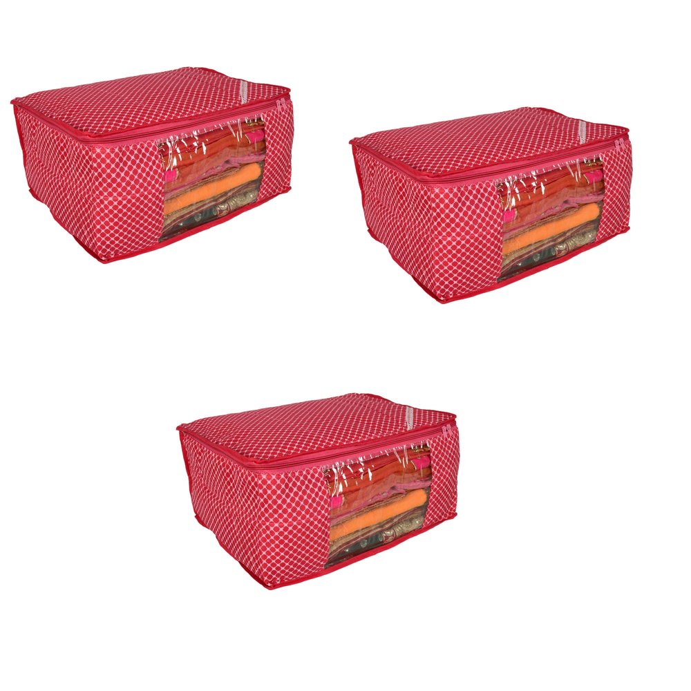 Fancy Walas Presents Quilted Cotton Saree Cover Storage Bags for Clothes Bag Fancy Saree Cover with Zip & Cloth Organizer for Wardrobe