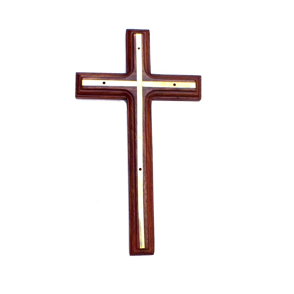 WIGANO Wooden Wall Hanging Christ Cross for Home, Church and Chapel Decoration (12"X6.5" inch, Brown)