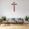 WIGANO Wooden Wall Hanging Christ Cross for Home, Church and Chapel Decoration (12"X6.5" inch, Brown) view 2
