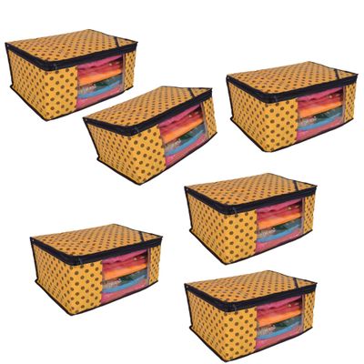 Fancy Walas Presents Non Woven Saree Cover Storage Bags for Clothes Saree Cover Fancy Saree Cover with Zip & Cloth Organizer for Wardrobe 6 Pcs