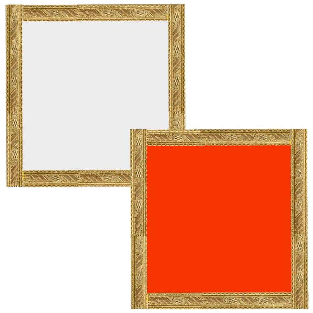 Shanky & Shiney | Cotton Cloth for Puja | 40 cm X 40 cm | Goddess Aasan | Pooja Special | Set of 2 (RED_White)