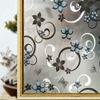 KREEPO Privacy Window Film Printed Blue Flower Window Frosting Film Window Sticker Window Cling Frosted Vinyl Sheets for Front Door/Bathroom/Sidelight/Small Windows, 12''x84'' view 2