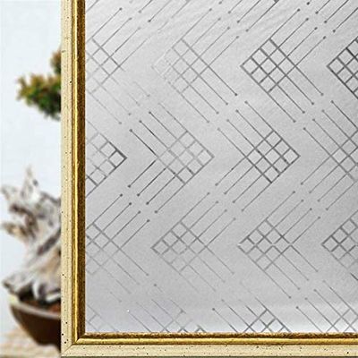 CVANU Privacy Window Film Zig Zag Frosting Film Window Sticker Frosted Vinyl Sheets for Front Door/Bathroom/Sidelight/Small Windows, 24''x48''
