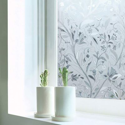 CVANU Privacy Window Film Bamboo Frosting Film Window Sticker Frosted Vinyl Sheets for Front Door/Bathroom/Sidelight/Small Windows, 12''x84''