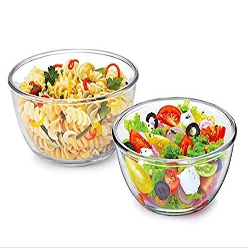 CELLO Ornella Toughened Glass Mixing Bowl | Microwave Safe & Dishwasher Safe | Clear & Non- Porous Glass | Scratch Resistant | Transparent | 500ml Set of 2