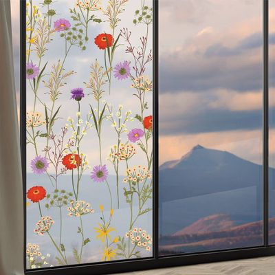 CVANU Privacy Window Film Printed Window Frosting Film Window Sticker Window Frosted Vinyl Sheets for Front Door/Bathroom/Sidelight/Small Windows (CV-GlassFilm-17) 12''x84''