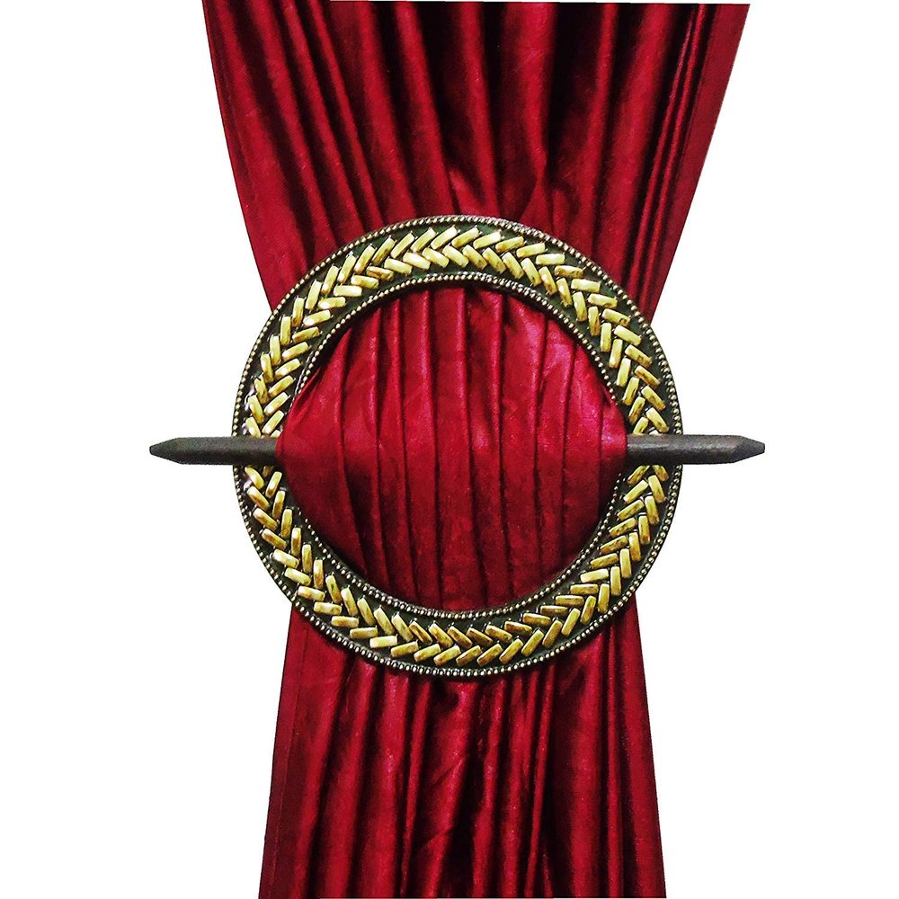 SIMPI HOME DECOR Wood Classic Curtain Tieback, 7 Feet, Golden - Pack of 2