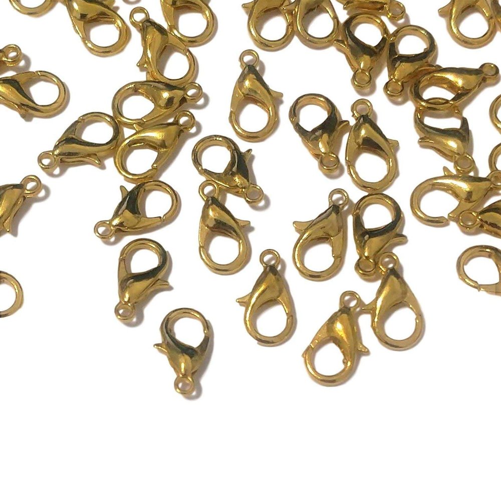 DIY Crafts Design No # 2, Golden, 100 Lobster Claw Clasps 12x7mm Gold Color DIY Jewelry Findings - by Alternative Apothecary R(Design No # 2, Golden)