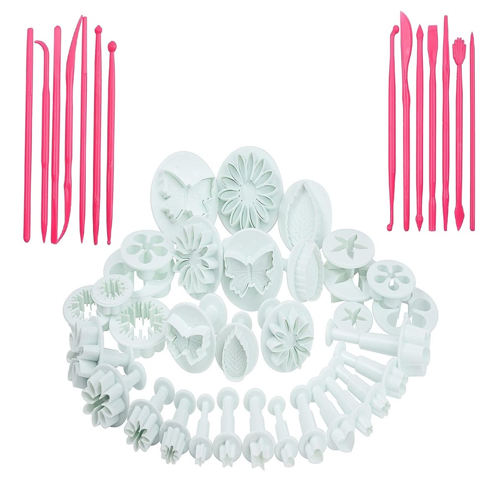 SYGA 33 Pieces Flower Fondant Cake Sugarcraft Decorating Kit Cookie Mould with 14 Fondant Sticks