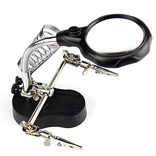 NavaHome Basics 3.5X 12X Helping Hand portable LED Magnifier with Light, Soldering Stand MG16126-A for solder work magnifying glass