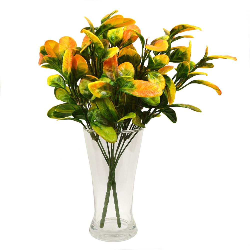 DecoreBugs Artificial Citrus Limon Leaves Bunch (Set of 2 Pieces) - Perfect Home Decor Item for Living Rooms, Offering a Splash of Yellow to Brighten Your Space.