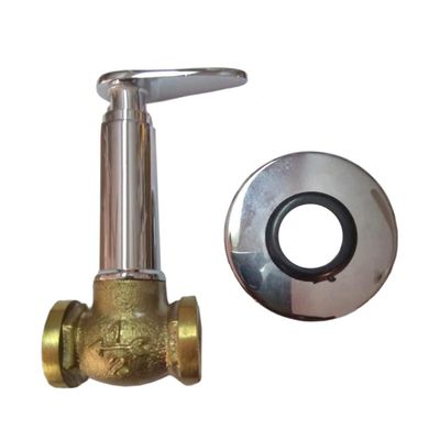 Terovit IN-2705 Brass Concealed Stop Cock 15mm With Wall Flange (Chrome Finish)