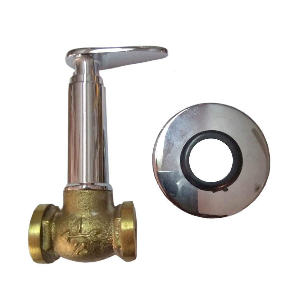 Terovit IN-2706 Brass Concealed Stop Cock 20mm With Wall Flange (Chrome Finish)