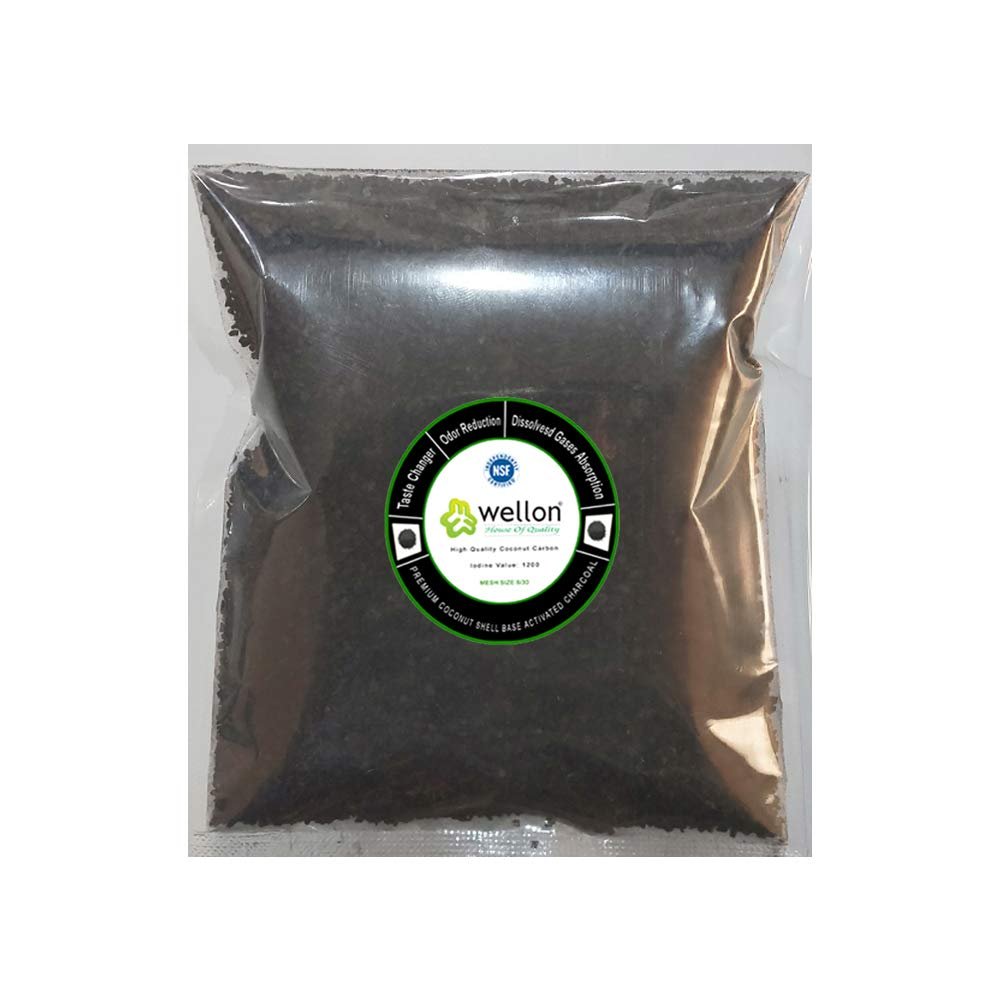 WELLON Granular Activated Carbon Premium Coconut Shell Powder for Water Purification and Air Purification - 500 Grams (Black)