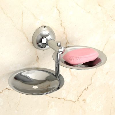 USF Premium Double Soap Dish for Bathroom, 304 Grade Stainless Steel Soap Holder for Wash & Shower Area, Wall Mounted & Quick Drainage System, Chrome Finish, 25 Years Warranty, Pack of 1 Torin