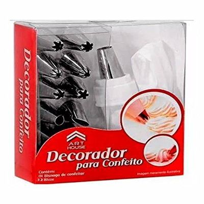 Evaluemart 12 Piece Cake Decorating Set Frosting Icing Piping Bag Tips with Steel Nozzles. Reusable & Washable