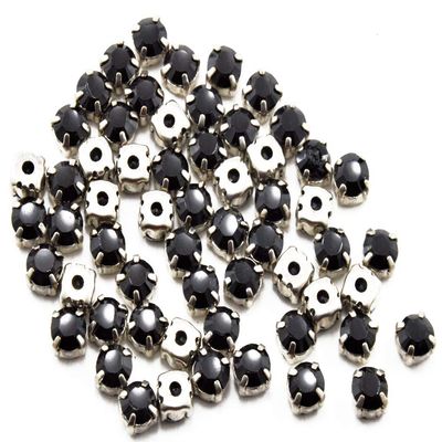 The Design Cart Black Round Glass Stones with Hook (38 ss / 8 mm) (1 Gross) - for Jewellery Making, Embroidery, Apparels, Beading, Art and Craft
