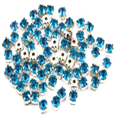 The Design Cart Sky Blue Round Glass Stones with Hook (38 ss / 8 mm) (1 Gross) - for Jewellery Making, Embroidery, Apparels, Beading, Art and Craft