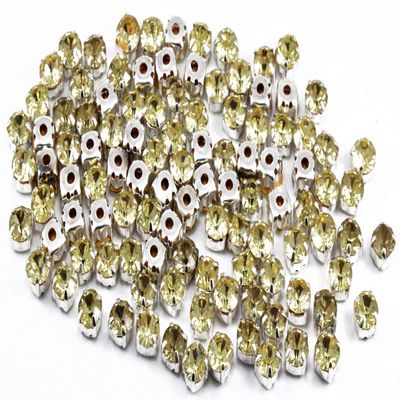 The Design Cart Light Yellow Round Glass Stones with Hook (38 ss / 8 mm) (1 Gross) - for Jewellery Making, Embroidery, Apparels, Beading, Art and Craft