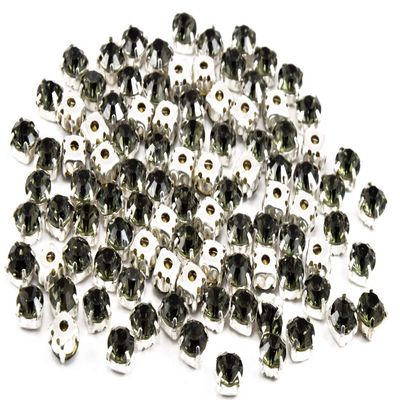 The Design Cart Gray Round Glass Stones with Hook (38 ss / 8 mm) (1 Gross) - for Jewellery Making, Embroidery, Apparels, Beading, Art and Craft