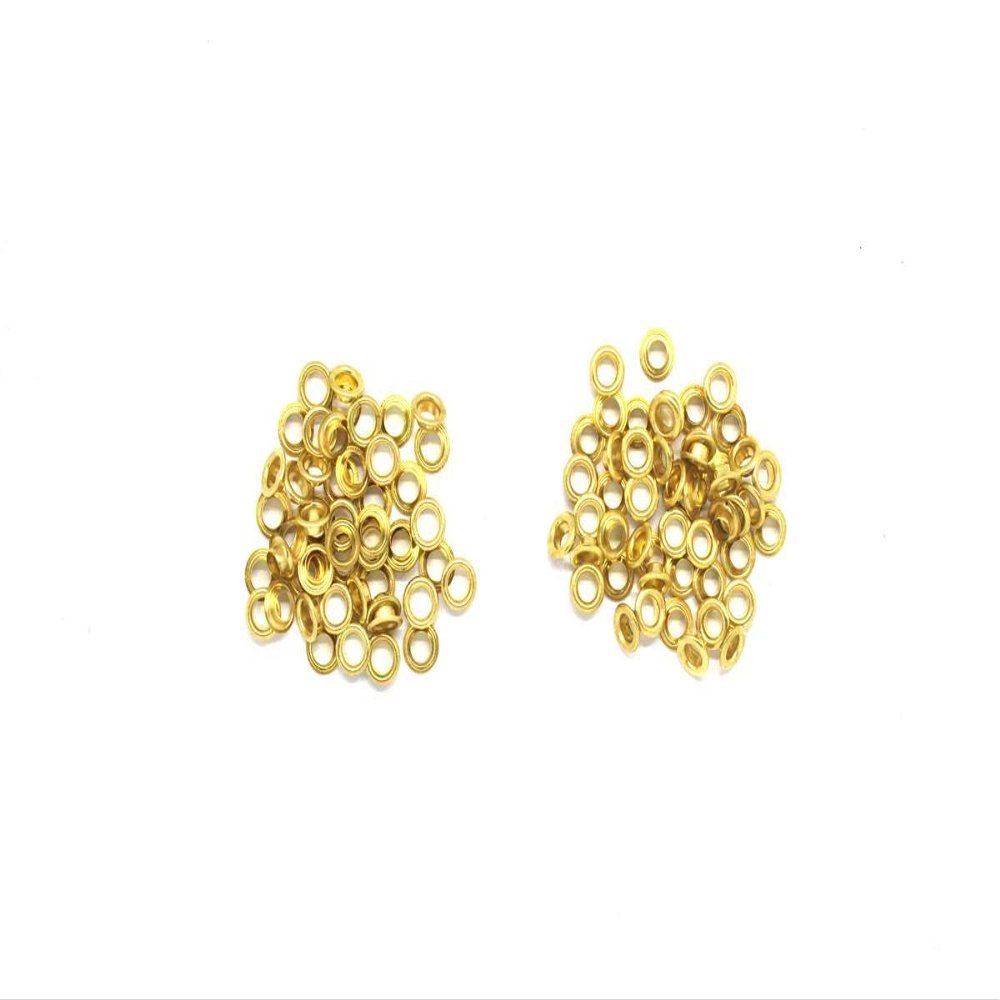 Nimida Multipurpose Male Female Eyelet Grommet of Brass for Leather, Fabric & Craft | Colour Golden | Medium Size | 100 Pairs