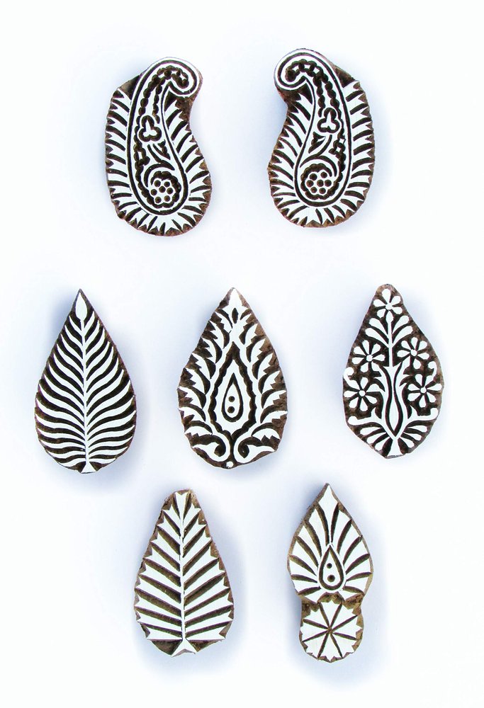 ANHANDICRAFTS Wooden Printing Stamp |Wooden Printing Blocks | Textile Printing Blocks | Block Printing Stamp |Stamp for Printing | (Size: 3 to 2 inches Set of 7 pcs)