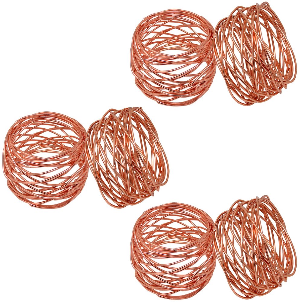 SKAVIJ Handmade Twisted Wire Mesh Napkin Rings Holders Decor Dinner Party Wedding Thanksgiving Christmas Gathering (Copper 6pcs)