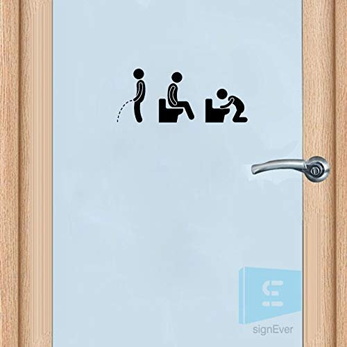 SIGN EVER Personality Toilet Icon Vinyl Door Sign Sticker Signage Stylish Home Decoration (10 X 4 Inch)