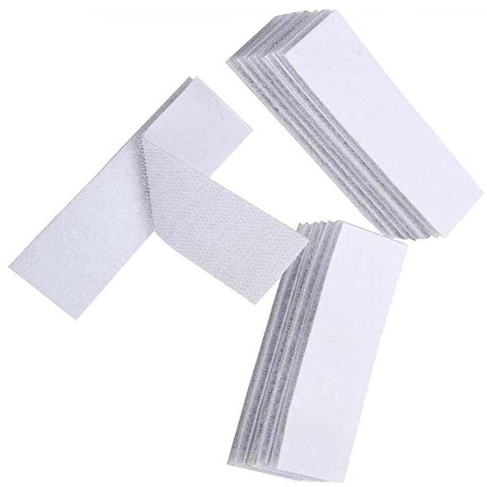 DIY Crafts 50mm X 16mm, White, 25 - Pack Upgrade Hook Loop Adhesive Tape Self - Adhesive Mounting Sticky Double - Sided Mounting Fasten Tape Interlocking Tape for Fabric (50mm X 16mm, White)