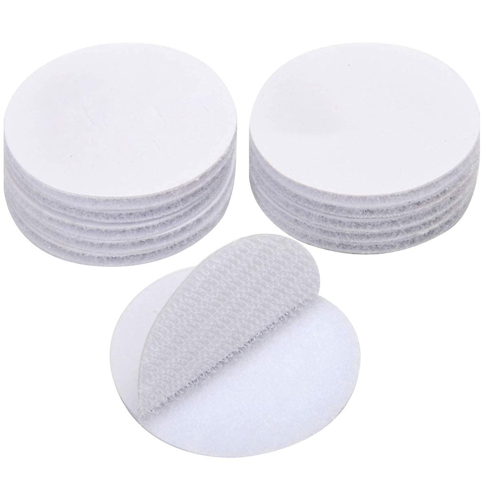 DIY Crafts 16mm - Round 50 - Pack, White, 50 Pcs Upgrade Round Hook Loop Self Adhesive Tape Mounting Sticky Double-Side Mounting Fasten Tape Interlocking Tape for(16mm - Round 50 - Pack, White)