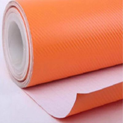 CVANU Self Adhesive Orange Carbon Wallpaper Waterproof Old Furniture Vinyl Stickers Wooden Door Wardrobe Wall Papers Cv22 24''x84''inch