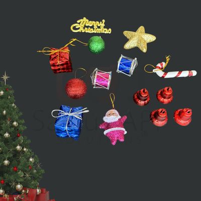 Salvus APP SOLUTIONS 28-Pieces Assorted Christmas Tree Decorations - Sparkle and Style for Your Festive Season (Multicolor) [2 Boxes]