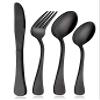 ginoya brother Metal Set Stainless Steel Flatware Utensil Include Fork/Tea Spoon, Mirror Polished, Dishwasher Safe (Black) view 1