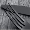 ginoya brother Metal Set Stainless Steel Flatware Utensil Include Fork/Tea Spoon, Mirror Polished, Dishwasher Safe (Black) view 4