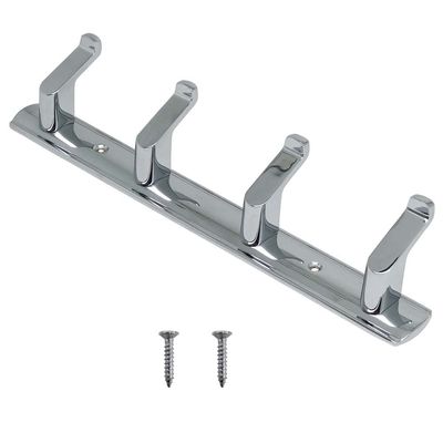 VOLO Premium 4 Pin Chrome/Glossy Cloth Hanger, Wall Door Hooks Rail for Hanging Clothes, Bathroom Towel Hook Set.