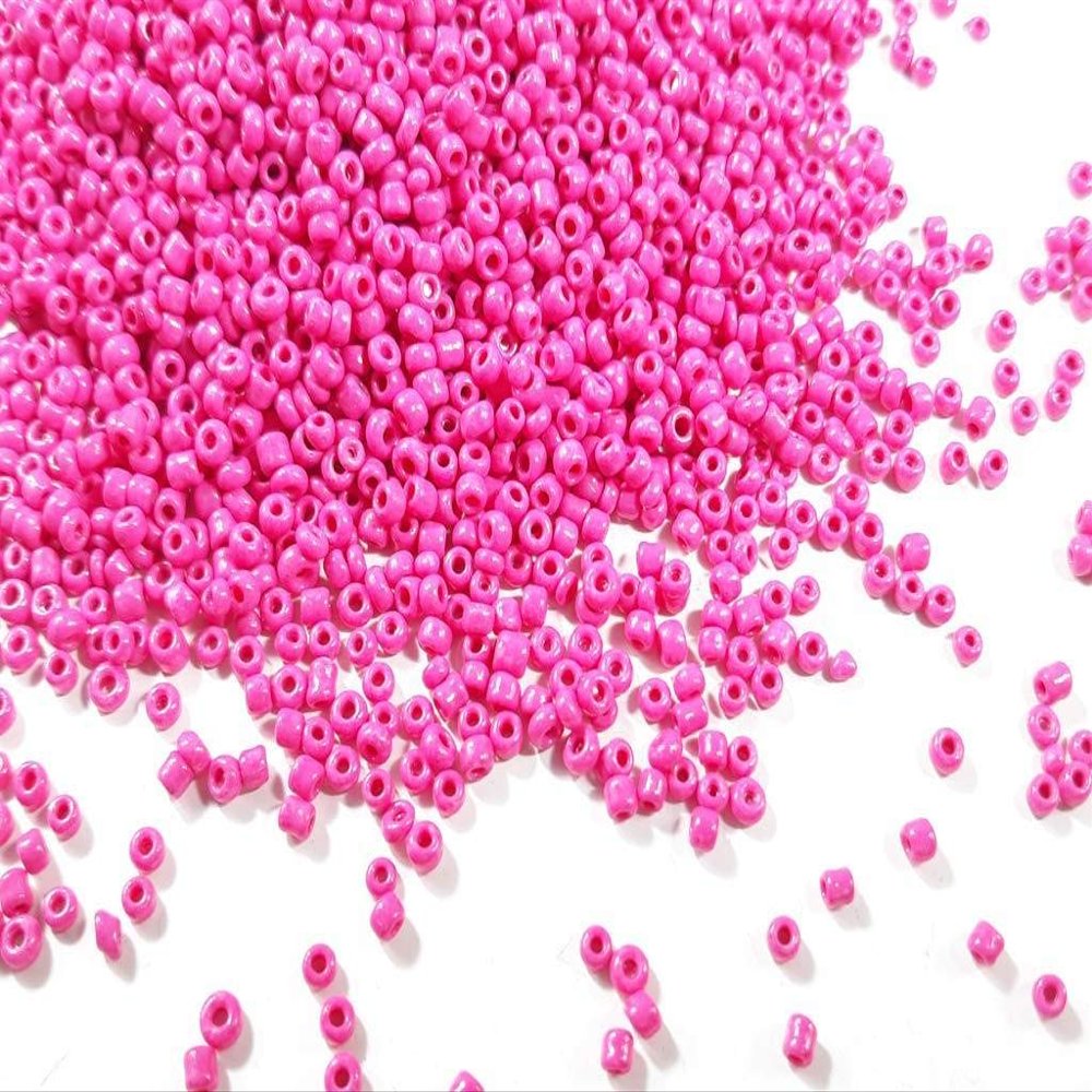 The Design Cart Bright Pink Opaque Round Rocailles Seed Beads for Jewellery Making, Embroidery, Beading, Art and Craft Supplies (11/0-2.0 mm) - 450 Grams