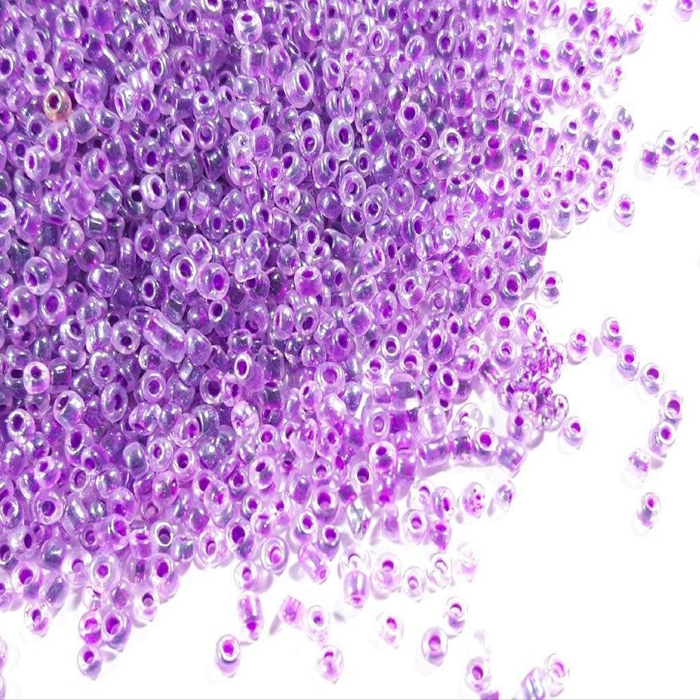 The Design Cart Purple Inside Colour Round Seed Beads for Jewellery Making, Embroidery, Beading, Art and Craft Supplies (8/0-3.0 mm) - 450 Grams