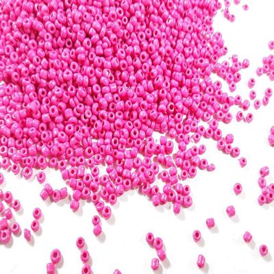 The Design Cart Bright Pink Opaque Round Rocailles Seed Beads for Jewellery Making, Embroidery, Beading, Art and Craft Supplies (8/0-3.0 mm) - 450 Grams